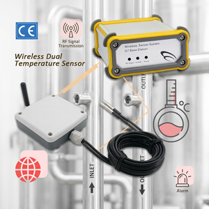 Wireless Dual <b>Temperature</b> Sensor With RF Signal Transmission High <b>Temperature</b> Alarm For Inlet Outlet Monitoring - Product Image 1