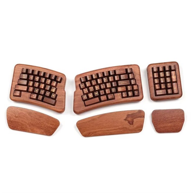 Eco-Friendly Mahogany Ergonomic Wireless RGB Backlit Digital Mechanical Keyboard New Three-Mode Split for Opposite Sex