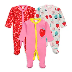 新生婴儿服装儿童服装天然面料长袖脚部婴儿睡衣