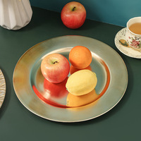Assiette de présentation ronde en plastique jetable, style minimaliste, à motif uni, pour mariage, hôtel, fête, commerce extérieur, et plateau à fruits