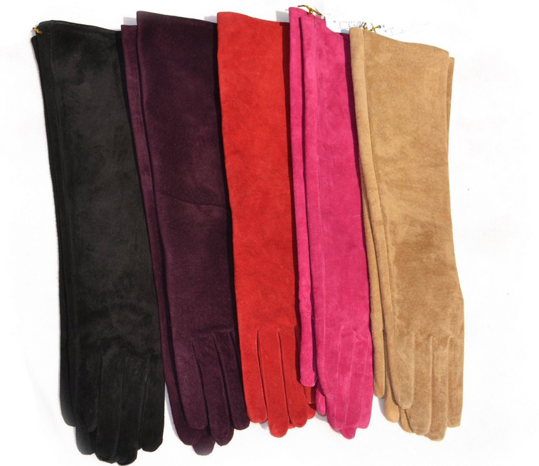 2020 женские модные цветные длинные Замшевые Кожаные перчатки 40 см