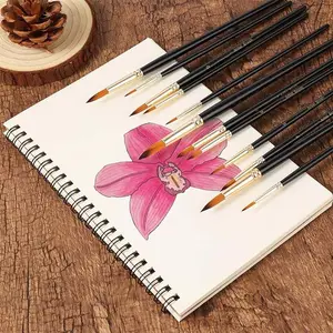 Paint Brushes 12 Pcs Art Supplies Round Wood Handle Nylon Hair Paint Brush Set For Acrylic Watercolor Oil Artist Painting