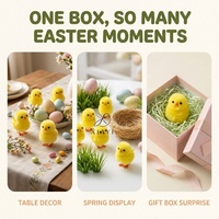 Mini décorations de poussins jaunes moelleux, figurines de poulets pompons pour la décoration de fête de Pâques et fournitures de bricolage