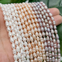 Perles d'eau douce naturelles de 4-5mm, perles blanches roses en forme de riz, perles en vrac pour la fabrication de bijoux, accessoires pour bracelets et colliers