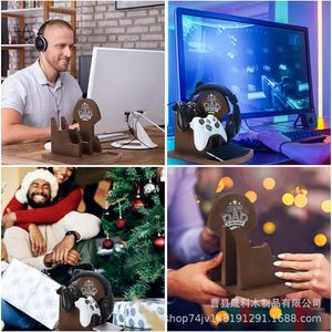 Wooden Headphone Stand 25x21x22cm 3 Floors <b>Gaming</b> <b>Controller</b> Storage Rack Desktop Organizer Father's Day Gift - Product Image 1