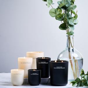 8oz al por mayor único fondo redondo forma mate lechoso lujo vidrio vela tarros con tapas de corcho - Product Image 5