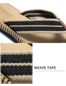 Nieuwe Strandstreep Heren Flip Flop, Mode Zwarte Zomer Sandalen Antislip Stof Rubber Ademende Pantoffel Voor Heren - Product Image 6