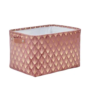 Panier de rangement EVA à imprimé velours Unique, panier de rangement pour vêtements et jouets divers avec poignée en cuir