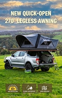 Tente de camping autoportante en toile PVC avec auvent latéral pour voiture à 70 degrés, avec poteaux en aluminium, pour 2 à 4 personnes