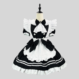 Maid Outfit Black White Lolita Style Dress With Apron And Headband Women Fancy Costume - Product Image 2
