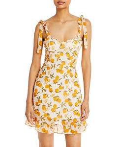 Nuove Donne arancione pannello esterno della bretella scollo a cuore ruffle orlato bordo limone mini <span class=keywords><strong>vestito</strong></span> <span class=keywords><strong>con</strong></span> la cinghia legami - Product Image 4