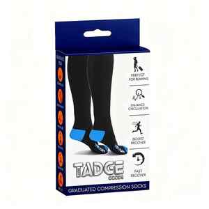 Boîte pliante en carton à extrémités pliées, personnalisable, avec logo imprimé, pour l'emballage de chaussettes de compression et d'accessoires vestimentaires - Product Image 1
