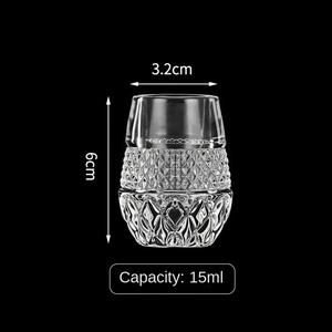 Verre à vin en cristal de 1 oz à motif diamant créatif, prix de gros, pour spiritueux, liqueur et <span class=keywords><strong>tequila</strong></span> - Product Image 6