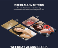 Horloge murale numérique à LED Réveil tactile Lumière avec miroir Horloge de table avec fonction snooze
