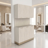 Barre de rangement couleur bois clair pour salon de coiffure et barbier, pour armoire de poste de travail et station de lavage