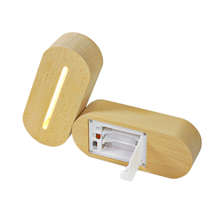 Wholesale Solid Wood LED Display <b>Night</b> Light Base Holder <b>Stand</b> 3D LED Lamp Wooden Base for DIY Acrylic Wall Signs Wood Crafts - Product Image 1