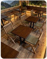 Ensemble de table et chaises en bois massif pour restaurant, mobilier commercial, design moderne et simple, café, bar, salle à manger extérieure