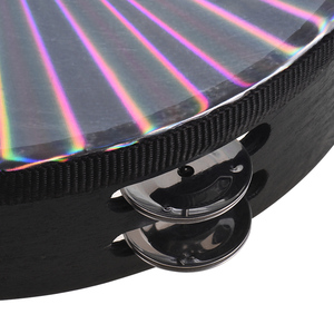 Tambour à main tambourin en bois de 10 pouces avec instrument de <span class=keywords><strong>percussion</strong></span> Jingles à double rangée pour les festivals et spectacles de mélomanes - Product Image 4