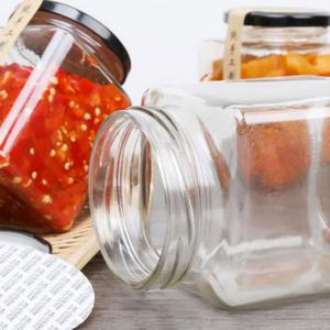 Bocaux en verre carrés transparents de diverses capacités avec couvercle métallique pour épices, miel, confiture, biscuits et autres aliments - Product Image 3