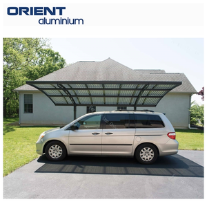 Abri de voiture préfabriqué de luxe 6x3m, <span class=keywords><strong>2</strong></span> poteaux, imperméable, porte en aluminium, abri de voiture à pente simple - Product Image 2