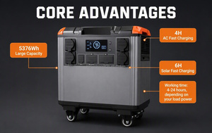 Station d'alimentation portable LiFePO4 5000W 5376Wh grande capacité EU 230V, générateur solaire UPS pour alimentation de secours hors réseau à domicile - Product Image 3