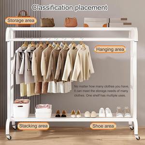 Large Capacity Metal Standing Type <b>Rack</b> Top Shelf Movable Portable Modern <b>Clothes</b> Drying <b>Rack</b> Garment <b>Rack</b> Organizer for Bag - Product Image 2