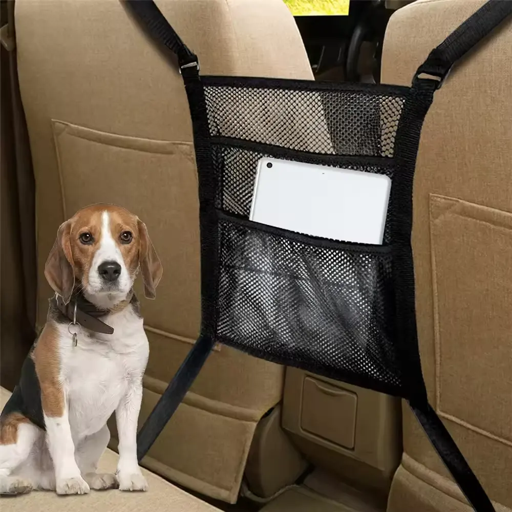 Red para asiento de coche, protección para asiento de perro, a prueba de colisiones para mascotas, almacenamiento lateral para asiento de coche, organizador de equipaje, red para coche