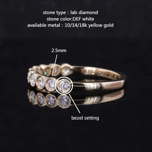 เครื่องประดับที่ดี starsgem 10K 14K สีเหลืองทองครึ่งนิรันดร์แหวน<span class=keywords><strong>แต่งงาน</strong></span>พลอยแหวนกลมตัดแล็บแหวนเพชร - Product Image 2