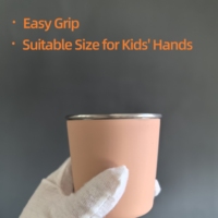 Gobelet d'apprentissage pour enfants en acier inoxydable de 200 ml, anti-fuite, incassable, avec poignée en silicone facile à saisir, sans BPA, qualité alimentaire