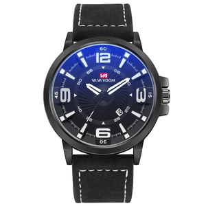 Montre de sport robuste pour hommes, chiffres lumineux, fenêtre de date, bracelet en cuir suédé - Product Image 1