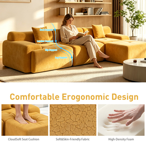 Sofá Seccional Modular en Forma de L de 3 Plazas, Color Naranja, con Otomana, Marca VANBOW - Product Image 4