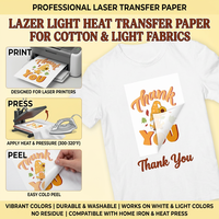 Papier transfert thermique laser format A4 pour t-shirts blancs, impression textile DIY sur coton, papier pour imprimante laser de haute qualité, lavable