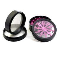 Personnalisez votre logo 63mm Metal Lightning Grinder Moulin à fumée Quad Layer Grinder Manual Smoker Set