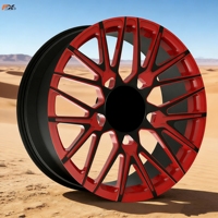 Vente flash - Jantes 5*114.3 - 17-24 pouces - Rouge + noir - Alliage d'aluminium - Jantes forgées sur mesure pour Porsche BMW Mercedes-Benz