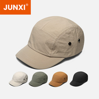 Casquettes de course, de camping et de cyclisme personnalisées en gros, à visière courte, unies, 5 panneaux, casquette de camping, casquette de course imperméable