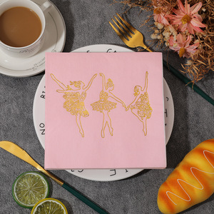 Gold Stamped Square Napkins 330mmx330mm <b>Sweet</b> Style For Birthday Parties And Gatherings - Product Image 2