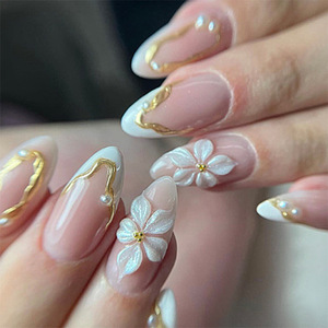 <span class=keywords><strong>Uñas</strong></span> Postizas Acrílicas Personalizadas, 24 Piezas, 3D, Cortas, Almendradas, Importadas <span class=keywords><strong>de</strong></span> Corea, Románticas, Artísticas, <span class=keywords><strong>Uñas</strong></span> Acrílicas a Presión, <span class=keywords><strong>Uñas</strong></span> Artificiales - Product Image 1