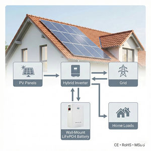 Batterie LiFePO4 51,2V 48kWh, stockage d'énergie solaire, mur d'alimentation intelligent avec BMS, solution d'énergie verte écologique pour appartement, condo, balcon - Product Image 3