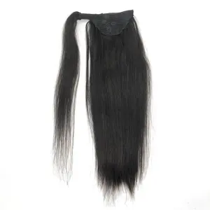 LONGFOR Hot Sale Straight Ponytail For Women #1B Chinese Human Hair Extensions ready to ship