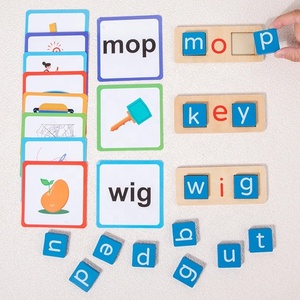 Montessori บล็อกของเล่นไม้สำหรับอ่าน, ตัวอักษรภาษาอังกฤษตัวสั้นสำหรับเด็ก - Product Image 4