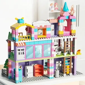 162/208/400件积木女孩组装玩具组装游戏屋别墅房子公主玩具屋儿童礼物