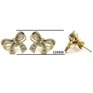 Boucles d'oreilles à ruban au design romantique vintage, plaquées or jaune 18 carats avec diamants, idéales pour fiançailles, mariage, fête, anniversaire, cadeau, bijoux - Product Image 2