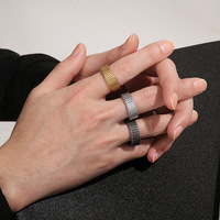 Bague en acier inoxydable en forme de losange simple vintage, vente en gros de grosse bague punk hip hop en plaqué or 18 carats, bagues pour hommes, bijoux