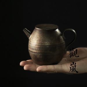 Handmade Coarse Pottery Teapot Rust Colored Glaze Round Shape Without Lid Kung Fu <b>Tea</b> <b>Set</b> - Product Image 2