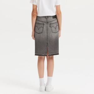 Falda vaquera al por mayor para mujer, 100% algodón, cintura alta, gris lavado, largo hasta la rodilla - Product Image 5