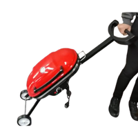 Barbecue électrique d'extérieur moderne en acier, pliable et portable, avec hauteur réglable et chariot pliable