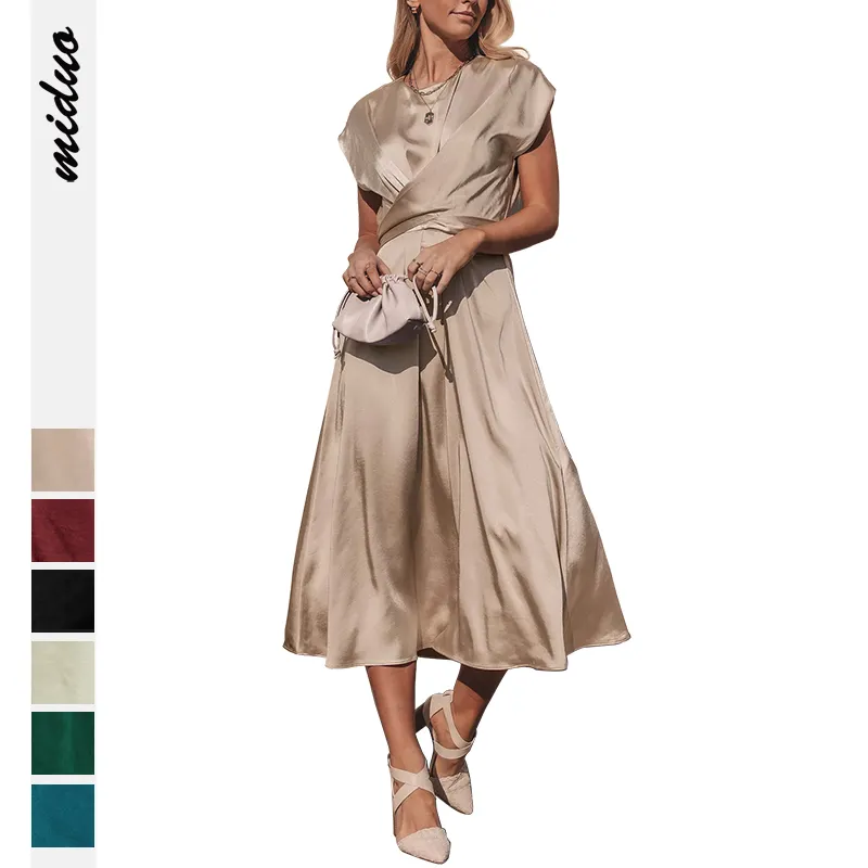 Summer Casual Lady Long Satin Graduation 2023 Gowns For Women Evening Dresses