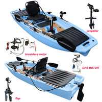 Kayak de pêche monoplace 3-en-1 de 10,5 pieds avec propulsion interchangeable (pédale et moteur électrique), engrenage de propulsion à aileron, en PEHD, certifié CE