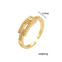 Verstellbarer Schiebe-Breitring für Paare 18K Vergoldeter Dreisteiniger Ring Luxuriöser Westlicher Mode-Paarring für Frauen