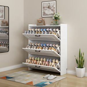 Scarpiera Ribaltabile Bianca Ultra Sottile da 17 cm, Design Moderno, Ottimo Prezzo, Personalizzabile, con Contenitore, Ideale per Piccoli Appartamenti - Vendita all'Ingrosso - Product Image 2